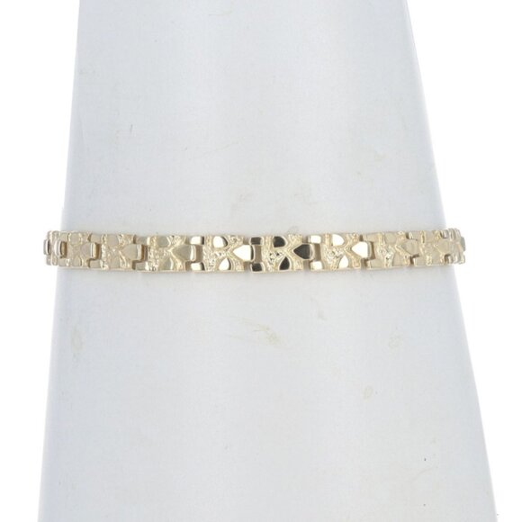 Yellow Gold Nugget Link Bracelet 7 1/4" - 10k
